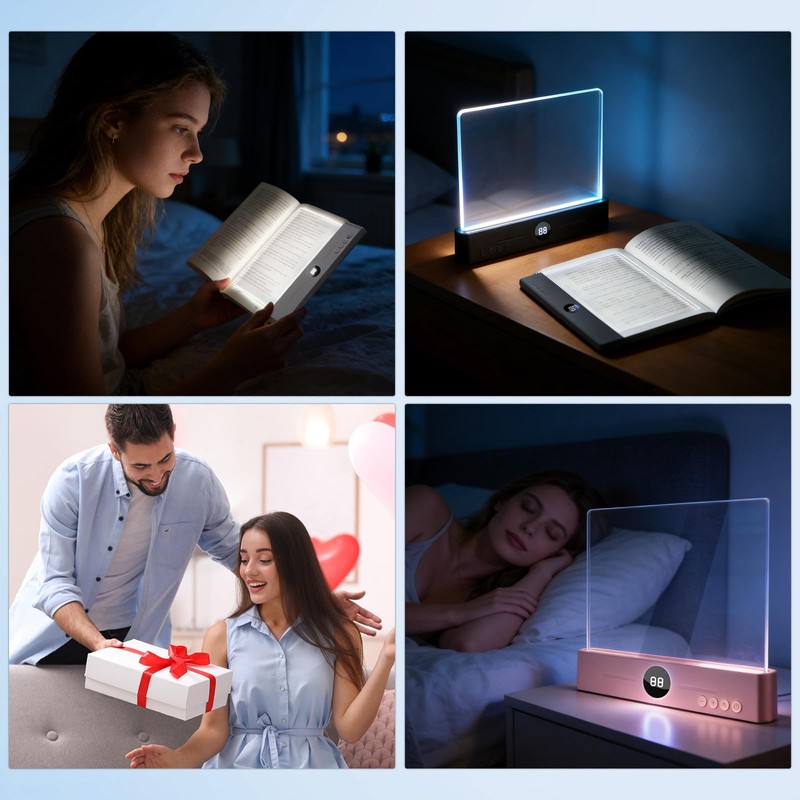 LED Book Light and Night Light 2 in 1,Rechargeable Clear