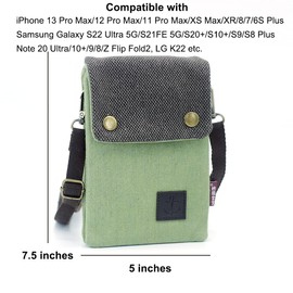 IRUGLE Canvas Crossbody Phone Pouch Women Cell Phone Purse Bag (Green)
