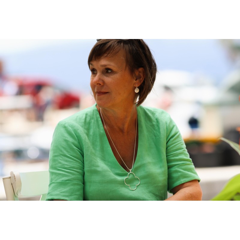 SILBERMOOS Women's Large Pendant Flower Clover Shiny 925 Sterling Silver,