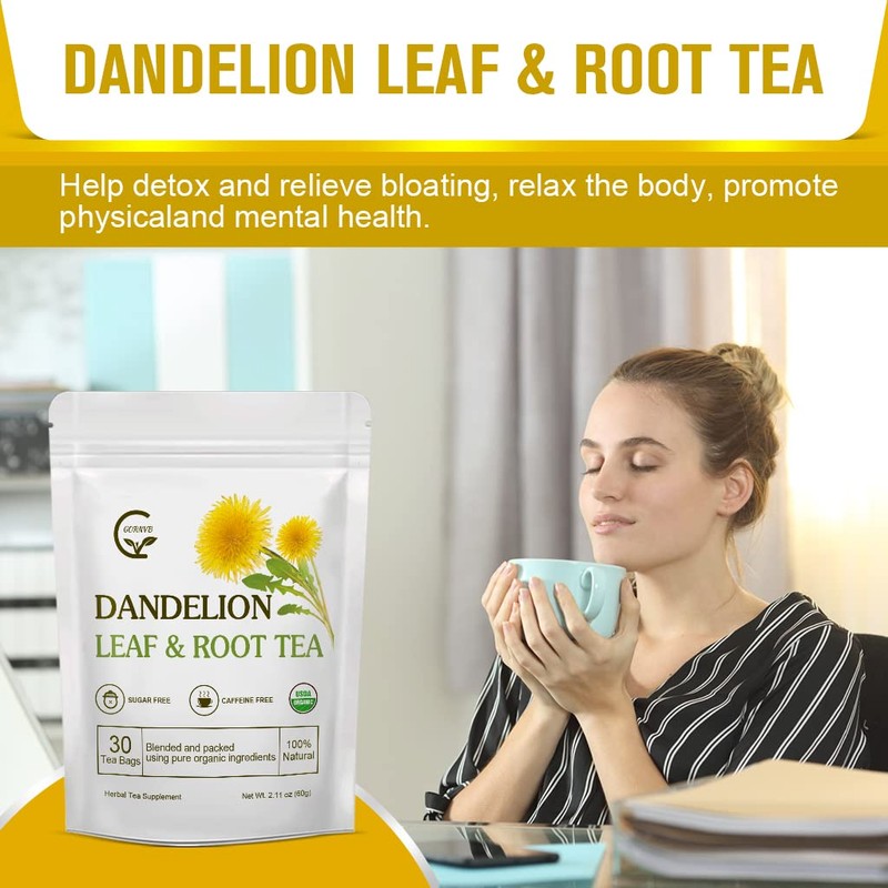 Organic Dandelion Leaf & Root Tea, Supports Kidney Function and