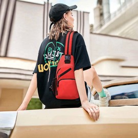 VARLIVOO Fashion Women's Sling Bag Small Crossbody Bag Women Shoulder Bags Sports Bag Hiking Travel Sling Backpack Waterproof Polyester, red, Unique