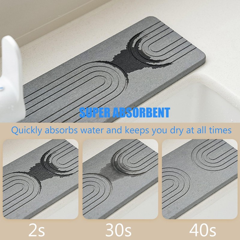 Volminex Kitchen Sink Faucet Mat, Diatomaceous Earth Quick Dry Sink