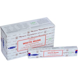 3 X White Musk Satya Incense Sticks with JRose Incense Holder, 15g Box