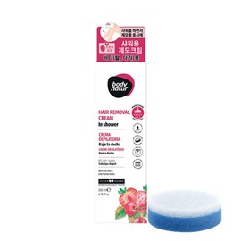 Body Nature In-Shower Red Fruit Hair Removal Cream for Body + Sponge, 1 Piece, 200ml / 바디네이처 인샤워 레드프루츠 제모크림 바디용 + 스폰지, 1개, 200ml