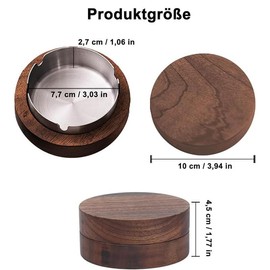 Wooden Wind Ashtray, Ashtray with Lid, Black, Windproof, Odourproof, Suitable for Bar, Living Room, Office, Party