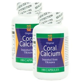 Nutrisalud Products Calcio de Coral de Okinawa.Importado de Japon. Set de 2 frascos con 100 caps c/u