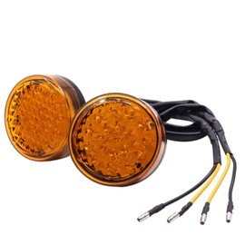 2PCS Round Motorcycle Indicator Light Amber,Universal 12V 2 Inch Motorcycle Rear Lights Turn Signal Light Thickened Motorcycle Reflectors Tail Lamps Brake Marker Lights(10mm Thread)