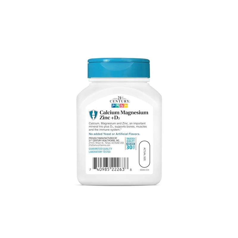 21st Century Cal Mag Zinc +d Tablets, 90 Count, Fuerza