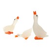 DPWOUM 3pcs White Miniature Resin White Gooses Figurine Mini Animal