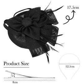 Alaoo Ladies Fascinator-Hat, Mesh Flower Feather Fascinator-Headband, Women Fascinating-Hats, Party Costume Headwear for Wedding, Tea Party, Cocktail Race, Valentine's Day (Shamrock-Navy Blue)