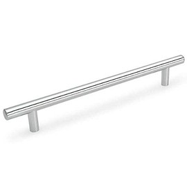 Cosmas 305-224CH Polished Chrome Cabinet Hardware Euro Style Bar Handle Pull - 8-7/8" (224mm) Hole Centers, 11-3/16" Overall Length