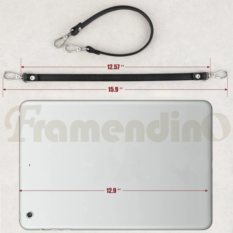 Framendino 2 Pack Black Purses Leather Replacement Handles Straps with