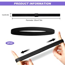 Elastic Sports Headbands, Thin Sport Hair Band Elastic Workout Men Hair Headband Stretchy Head Bands for Football Running Black 6 Pcs