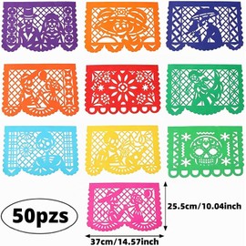 100PC Papel Picado Mexicano para Altar Día Muertos 37x25 cm