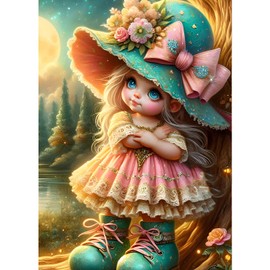 GDYEEH Fee Mädchen Diamond Painting Erwachsene, 5D Karikatur Elfe Diamant Kunst Bilder Anfänger, DIY Runder Vollbohrer Fantasie Diamanten Malerei Stickerei Kreuzstich Geschenke Home Wand Dekor 30x40cm