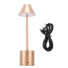 LED Table Lamp 3 Color Modes Dimmable 2000mAh Type C Charging Portable Cordless Metal Desk Light for Bedside Room Rose Gold