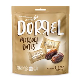 DORREL - Medjool Dates, Individually Wrapped Snacks for High Energy, Nutritious Snack, Delicious, Kosher & Non-GMO Dates Individually Packaged for Convenient Handling, Pack of 1, 8.8 oz / 250 g