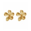 Zeayebsr 1 Pair Large Flower Earrings Gold Metal Floral Stud