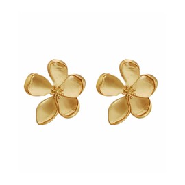 Zeayebsr 1 Pair Large Flower Earrings Gold Metal Floral Stud Earrings Flower Dangle Earrings Metal Petal Stud Earrings Exaggerated Statement Earrings Jewellery for Women and Girls