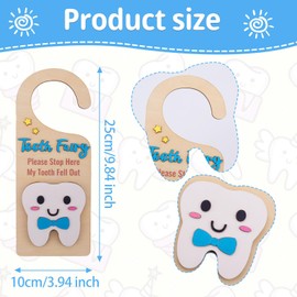 BOXOB Tooth Fairy Door Hanger, 3D Wooden Teeth Fairy Coin Hanger Creative Money Keepsake Box Holder Encourage Gift Room Decoration for Kids (Blue)