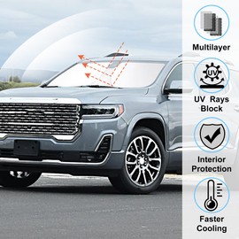 Windshield Sun Shade Custom Fit for 2017-2023 GMC Acadia SUV Accessories Foldable Sunshade Sun Blocker Protect Car from Sun Rays & Heat Damage Keep Car Cooler