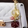 2 pack Dice Crystal Drip Purse Key Chain Charms, Red