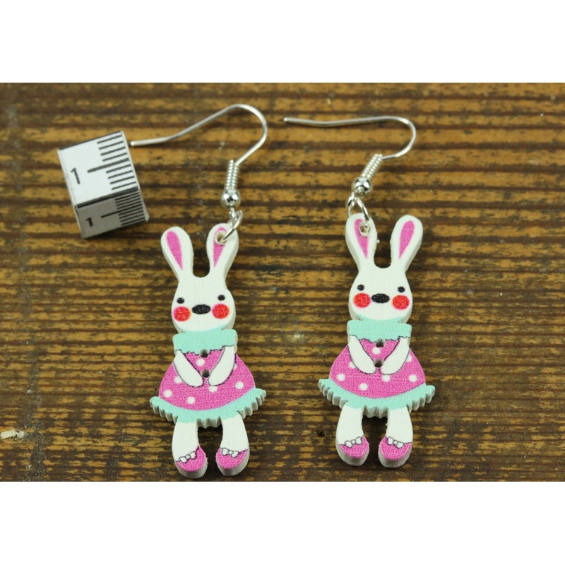 Easter Bunny Earrings Miniblings Rabbit Pink