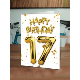 Brainbox Candy - 17th Birthday Card - Age 17 - Beautiful White Gold Foil Effect Age Card - For Son Daughter - Family Birthday - Friend