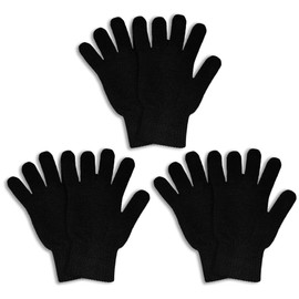 GLEDLOVES 3 Pairs Winter Magic Gloves Adults Warm Stretchy Unisex Black Men Women Teens Magic Knit Gloves- One Size Fits Most