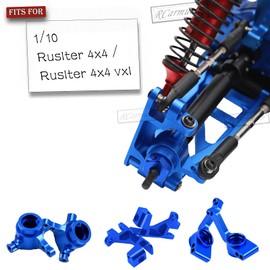 Rcarmumb Upgrades Part for 1/10 Rustler 4x4 VXL/Rustler 4x4,Alloy Front Rear Suspension Arm,Steering Blocks,Caster Block,Rear Stub Axle Carriers,Steering Block,Shock Tower Set,Navy Blue
