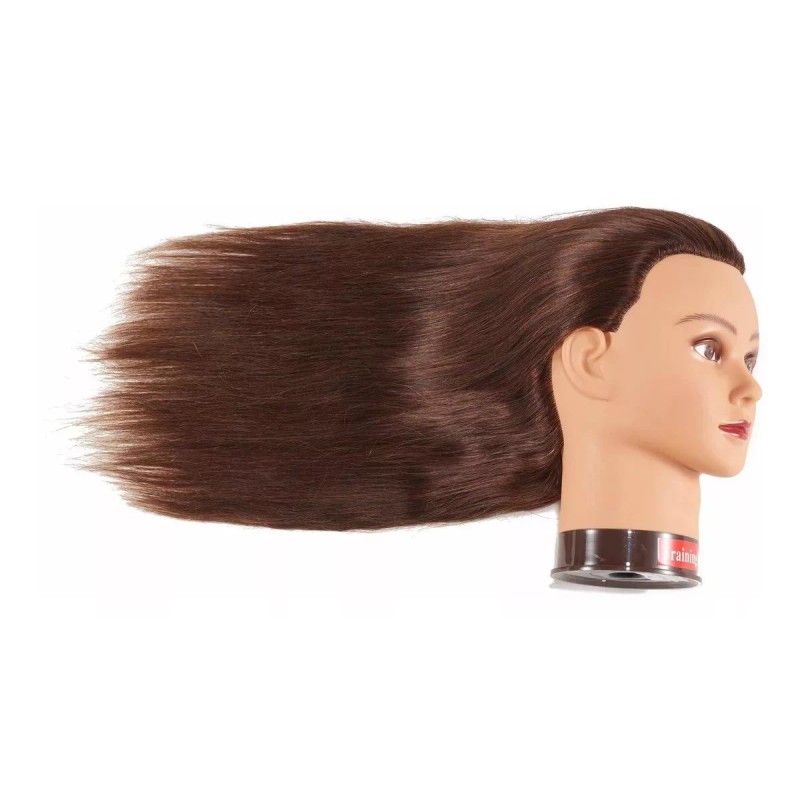 cabeza de entrenamiento Maniqui Cabeza Cabello Natural #4 Marrón Oscuro