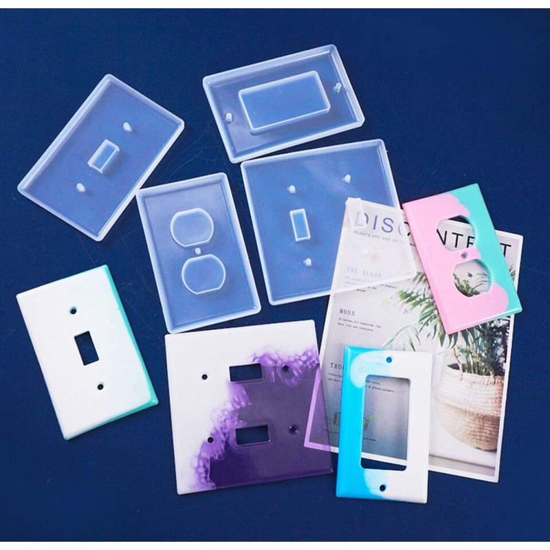 Moukiween Light Switch Cover Resin Mold, 6Pcs Silicone Molds for