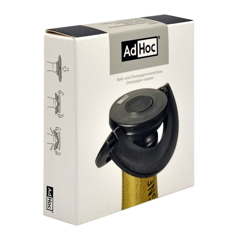 AdHoc FV31 dichter Sekt- und Champagnerverschluss GUSTO, Kunststoff/Silikon, schwarz