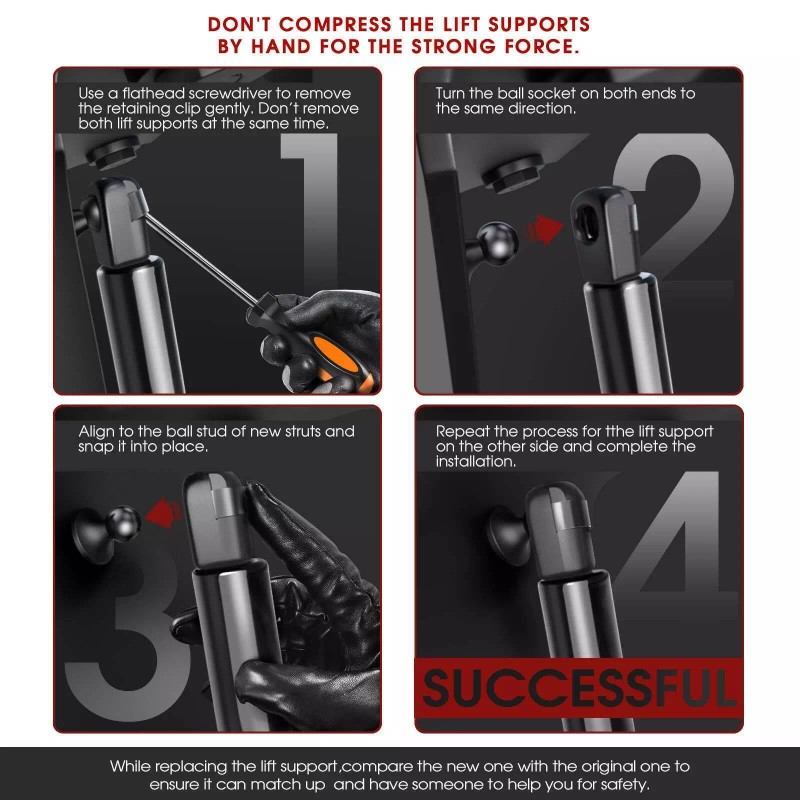 AUTO-NEW 2x Front Left & Right Hood Lift Support Shock