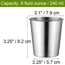 Tosnail 8 Pack 8 oz Stainless Steel Cups, Small Metal Cups, Unbreakable Drinking Glasses, Water Tumblers