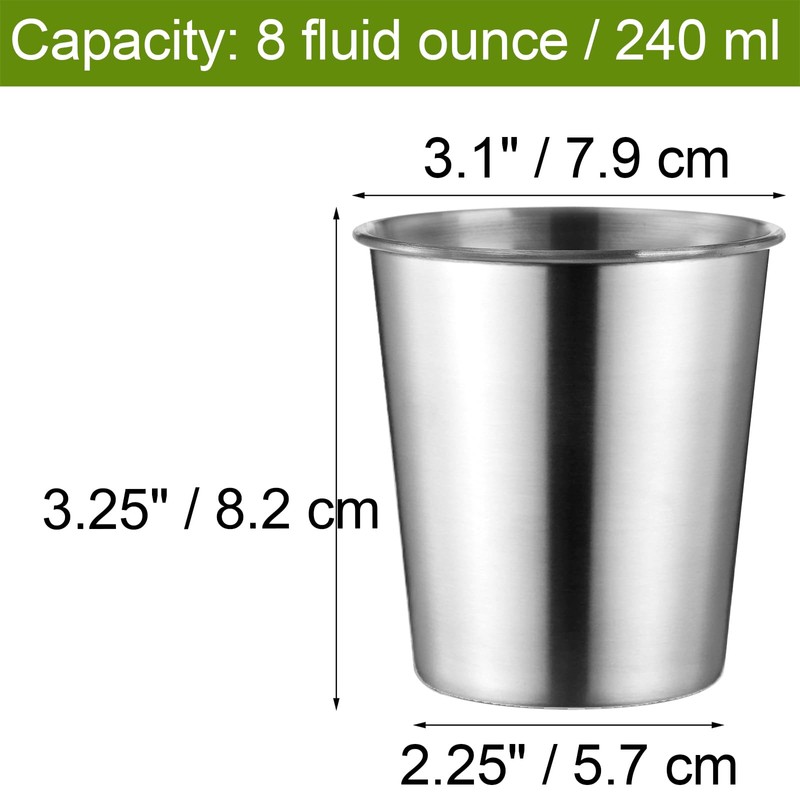 Tosnail 8 Pack 8 oz Stainless Steel Cups, Small Metal