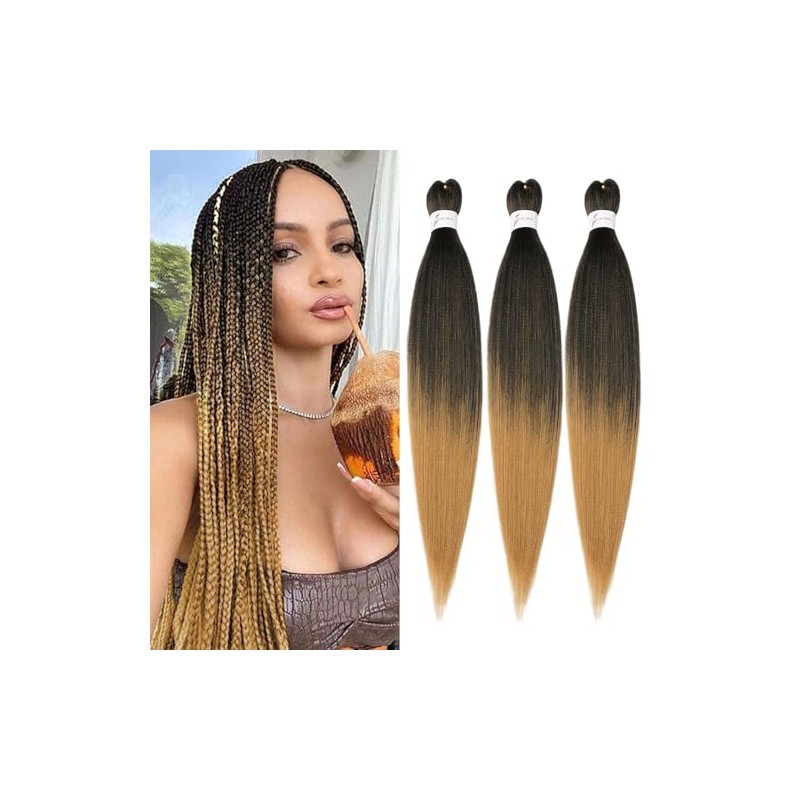 Braiding Hair Pre Stretched 24 inch 3 Packs Professional Yaki