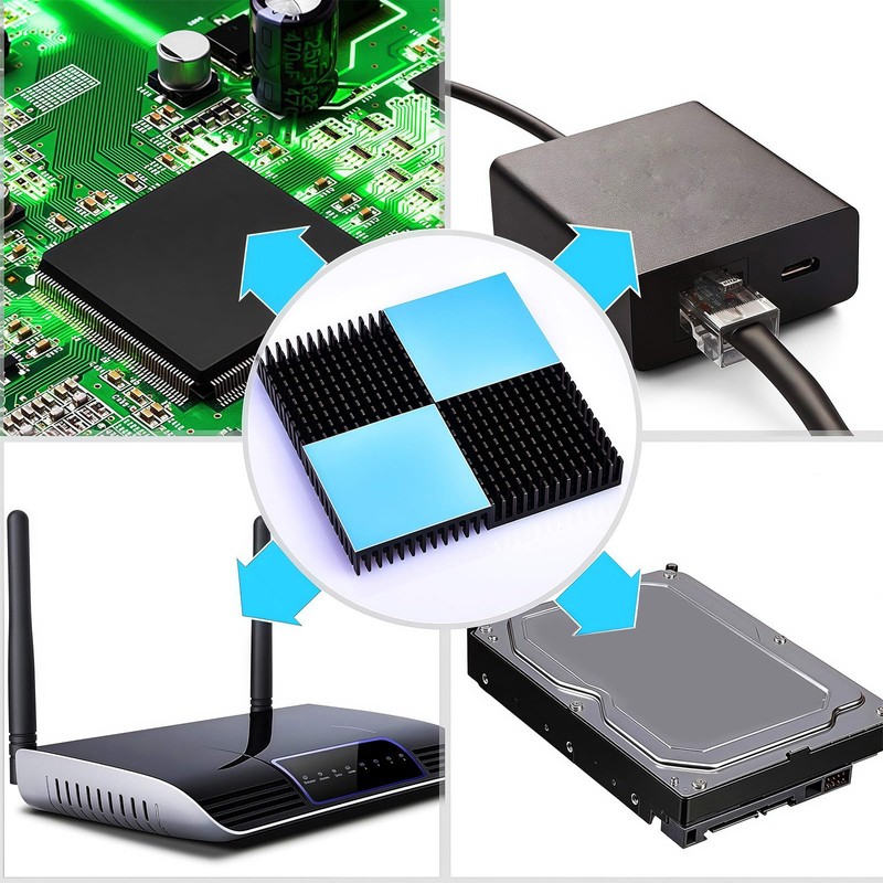 4個アルミニウム脱熱器, 導熱接着シート付き 冷却ラジエーターフィンCPU ICチップ 回路基板に適用