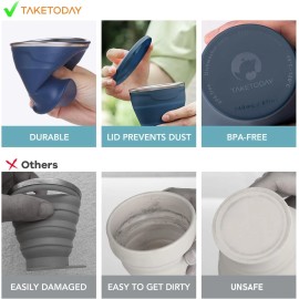 TakeToday 8oz Collapsible Silicone Travel Cup w/ Lid & Bag