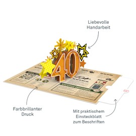 papercrush® Pop-Up Card "Back to the Year 1985" - Funny 3D Birthday Card for 40th Birthday for Wife & Man - Special Greeting Card 40 Years with Funny Vintage Facts