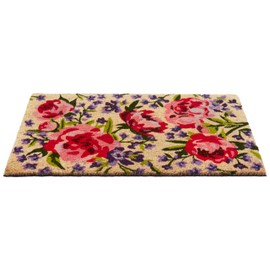HF by LT Peony Garden 100% Coir Doormat, 18 x 30 inches, Naturally Durable, PVC-Backing, Sustainable