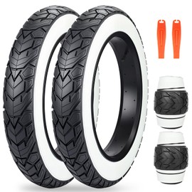 ZUKKA 20 x 4.0 E-Bike Tire 1/2 Pack Fat Tire High Performance Fat White Wall Replacement Folding Mountain Bike Tire High-Density Bike Tires for MTB E Bikes