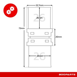 BOOPARTS - 4 pieces press fitting coupling equal 26-26 mm brass - TH contour for multi-layer composite pipe - fitting for sanitary, heating, drinking water installation and renovation