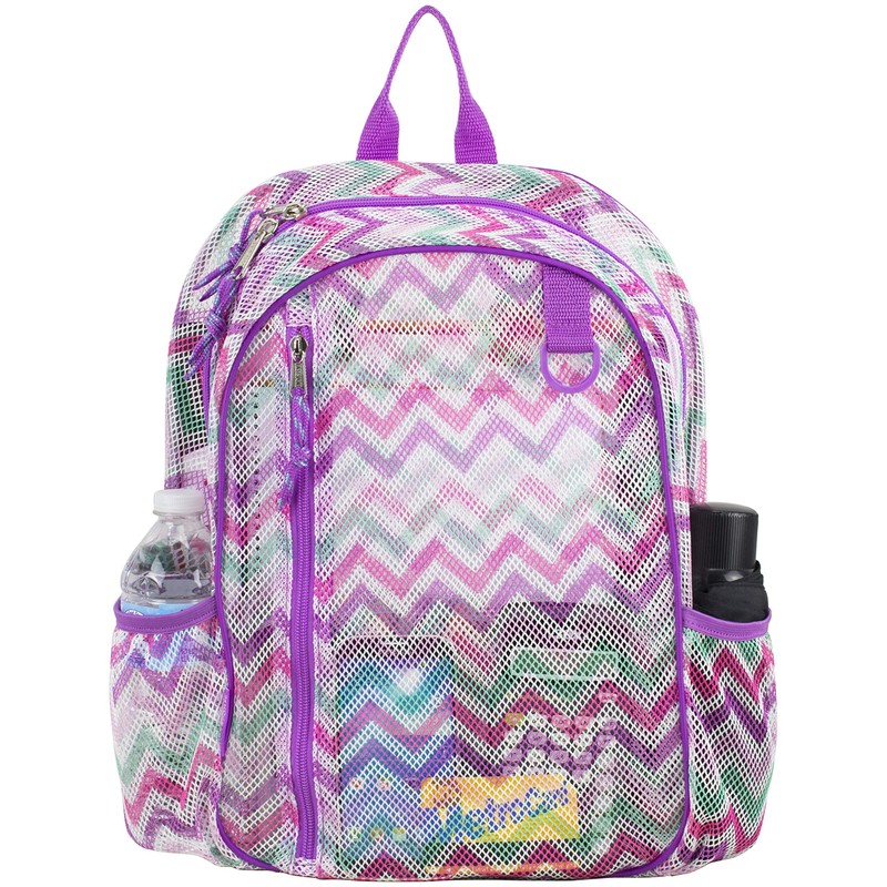 Eastsport Active Mesh Backpack with Padded Adjustable Straps, Spike Shevron/Grape