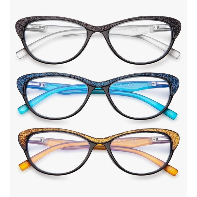 Bencaley 3 Pack 2.0x Reading Glasses Blue Light Blocking Stylish