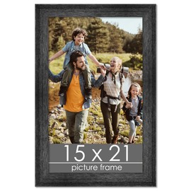 Poster Palooza 15x21 Frame Black Distressed Rustic Solid Wood Picture Frame | 1.5 Inch Moulding Width | with UV Acrylic Plexiglass, Foam Board Backing & Hanging Hardware Included