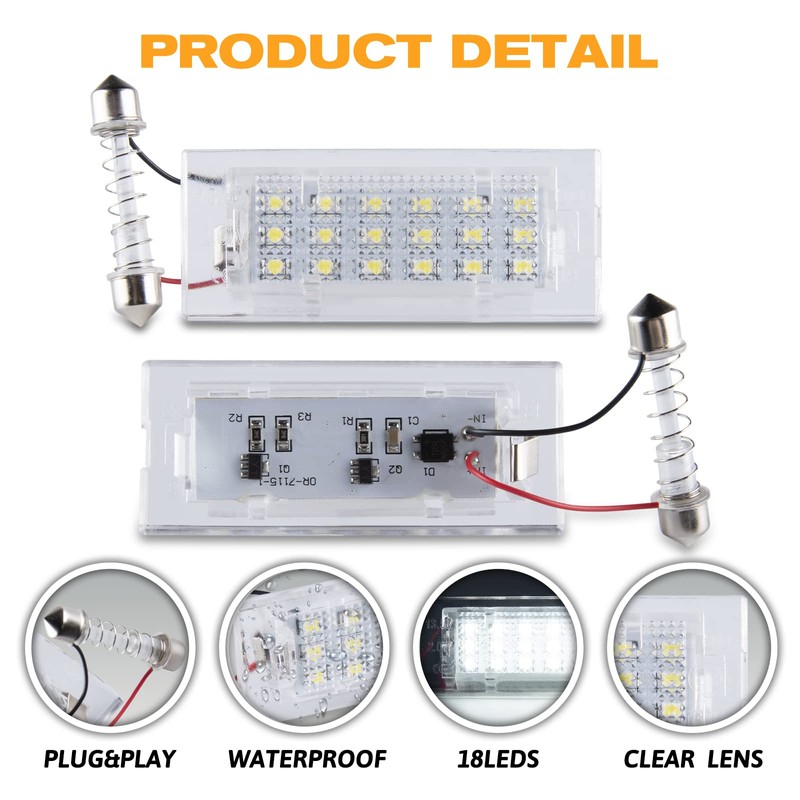 POPMOTORZ Number Plate Light, 2 Pieces Number Plate Light for