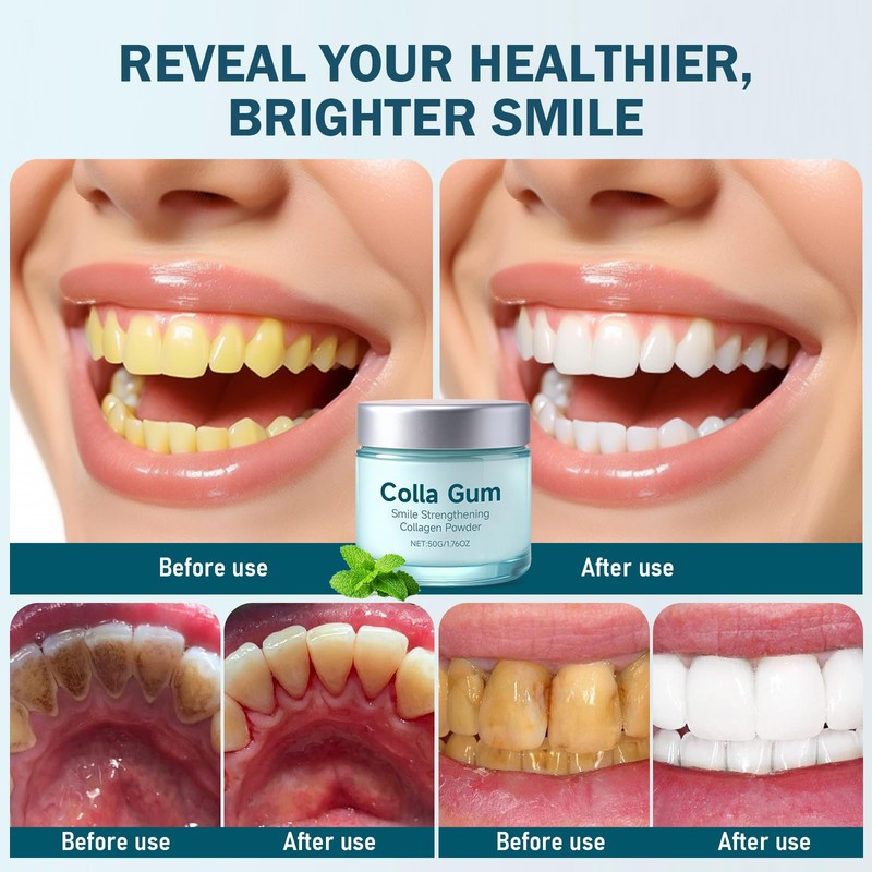 Collagum Smile Strengthening Collagen Powder,Collagen Tooth - Hydroxyapatite Toothpaste Care