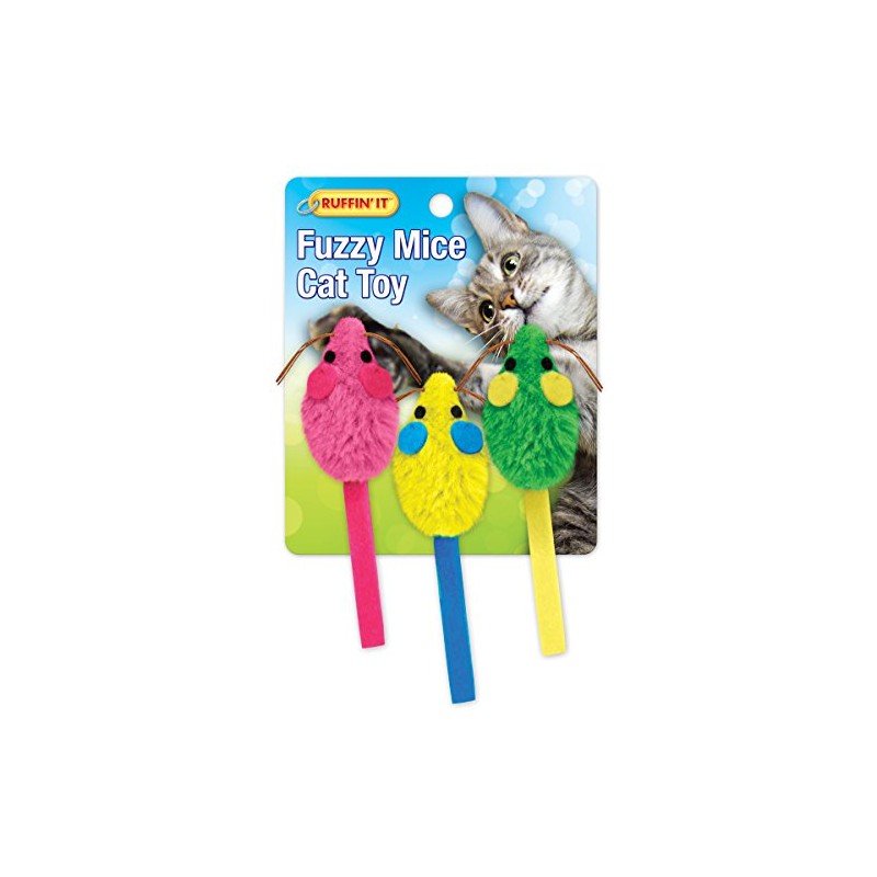 Westminster Pet Ruffin' It Fuzzy Mouse Cat Toy - Assorted