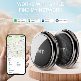 Air -Tags 2 Pack Leather Bluetooth Tracker for Apple Find My (iOS Only) Smart Anti-Lost Tag Tracking for Keys Wallet Luggage Backpack Locator Replaceable Battery (Black/White)